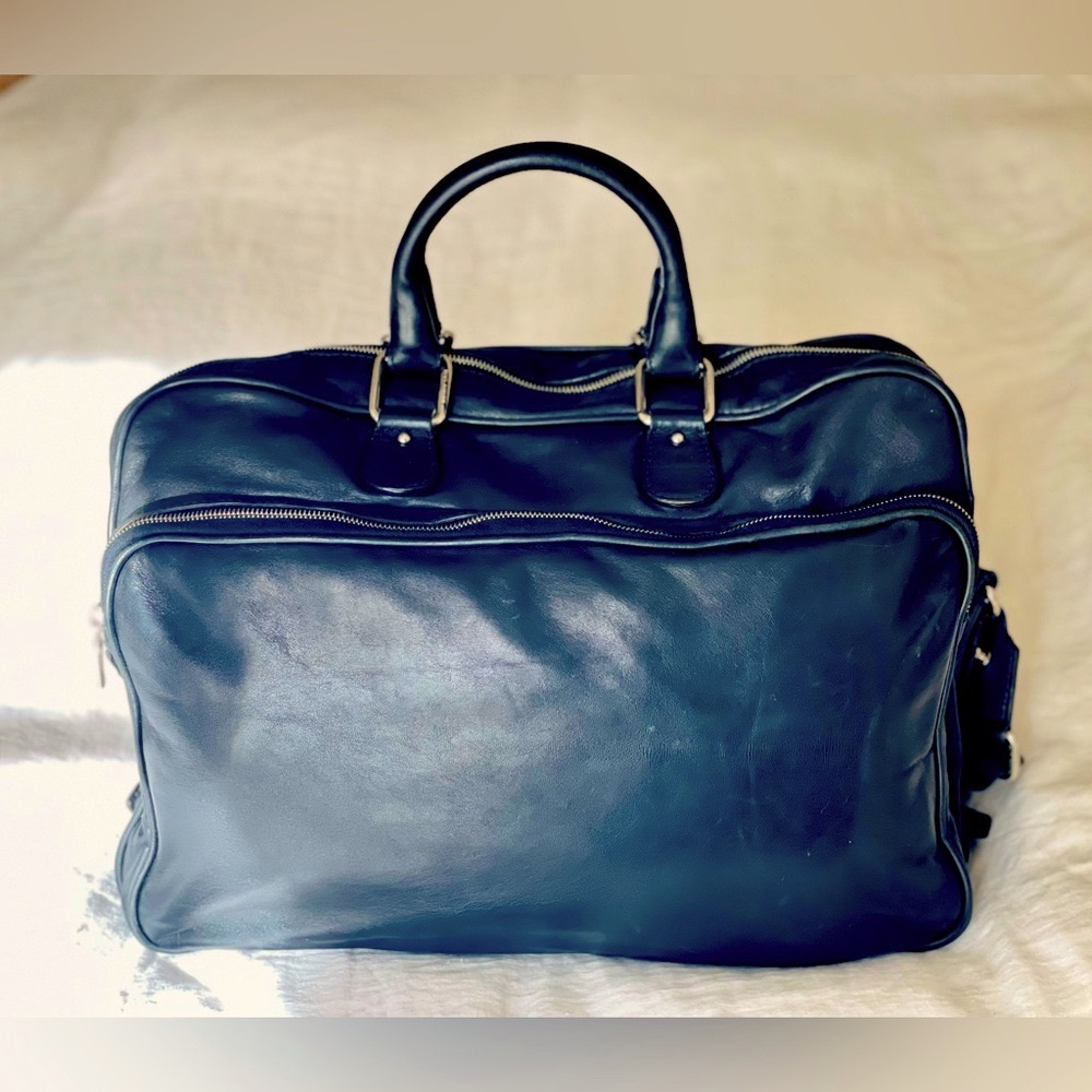 Dolce & Gabbana Black Leather Computer Bag, Briefcase Carry-all bag Shoulder bag